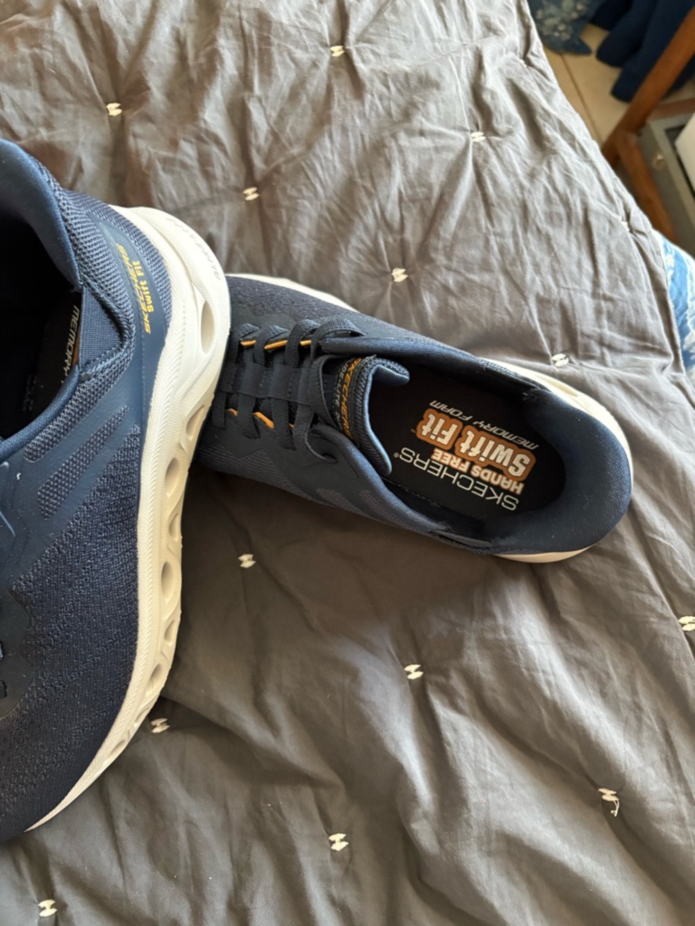 Skechers Men’s Navy and White Athletic Lace-Up Sneakers